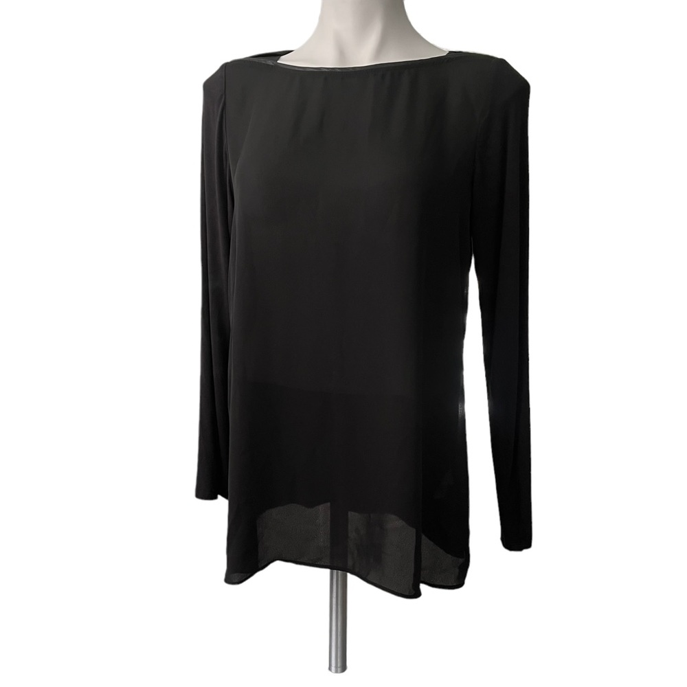 Lola & Sophie Faux Leather Piping Boat Neck Top - Picture 6 of 12